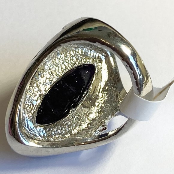 Vintage Purple Amethyst Cocktail Ring Heart Chunky Raw Stone Silver Sz 6 8 9 10 - Picture 7 of 9